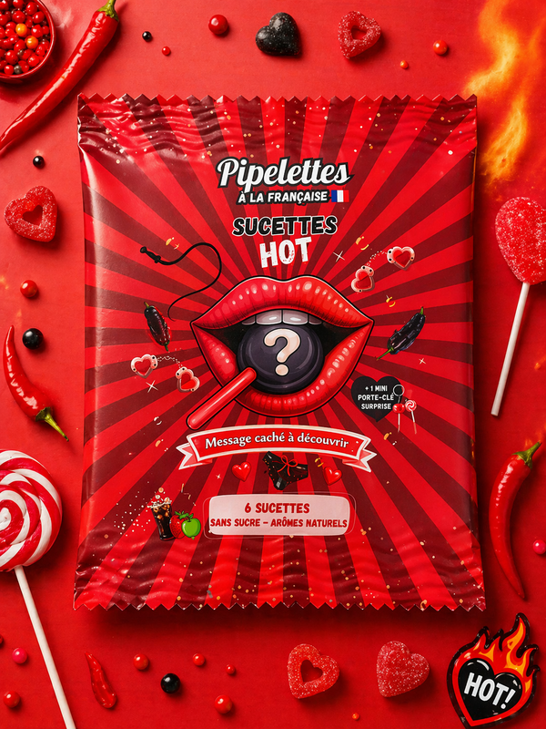 Box of personalized lollipops themed “HOT!”
