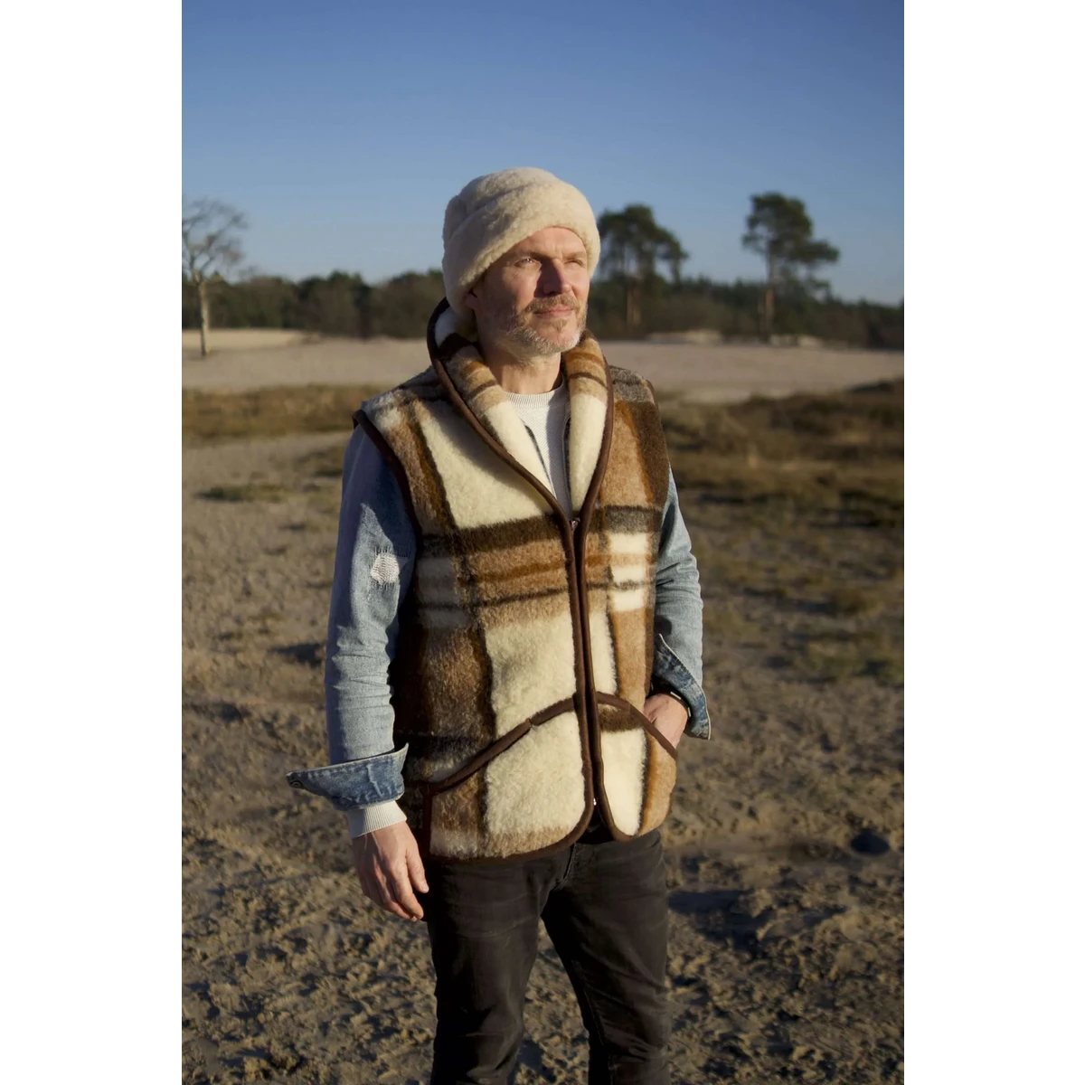 Wool body warmer - Multicolored with zipper