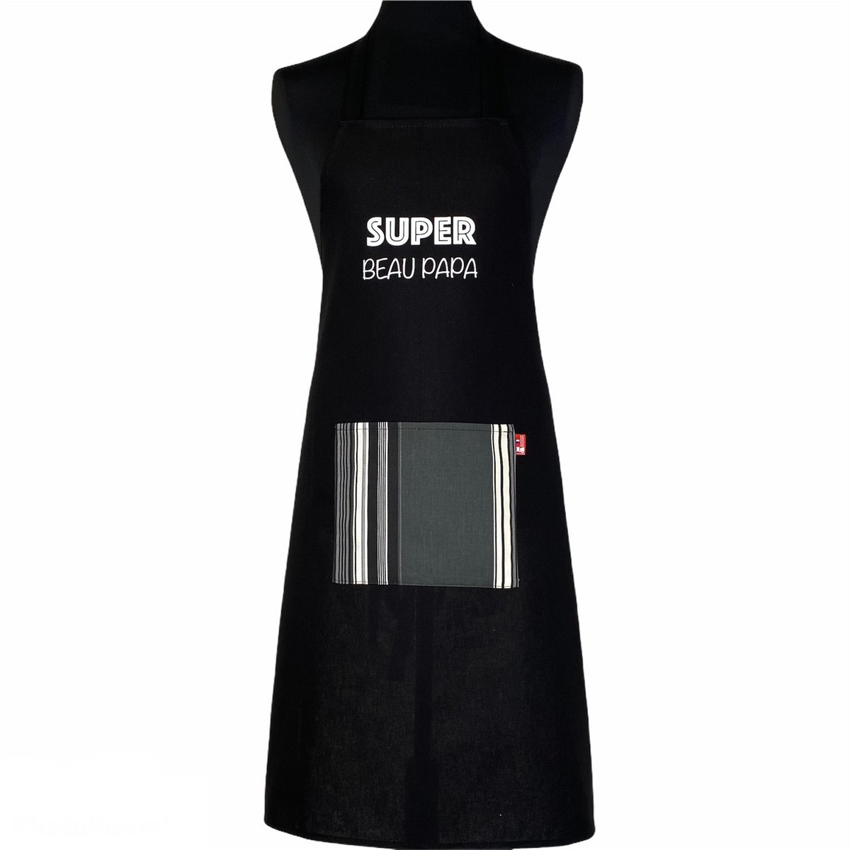 Delantal "Papá súper guapo" negro