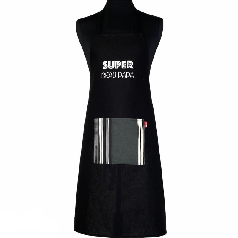 Delantal "Papá súper guapo" negro