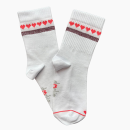 Glitzersocken Herzchenkette - rot