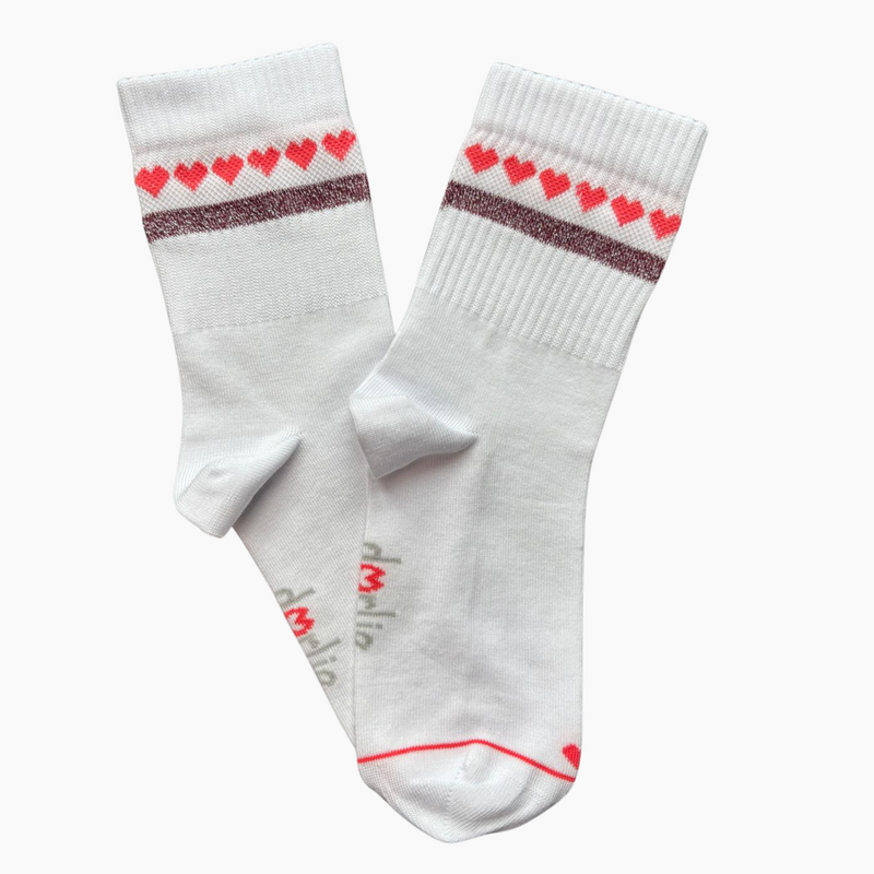 Glitzersocken Herzchenkette - rot