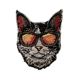 Sticker- en strijkbadge Kat zwart wit