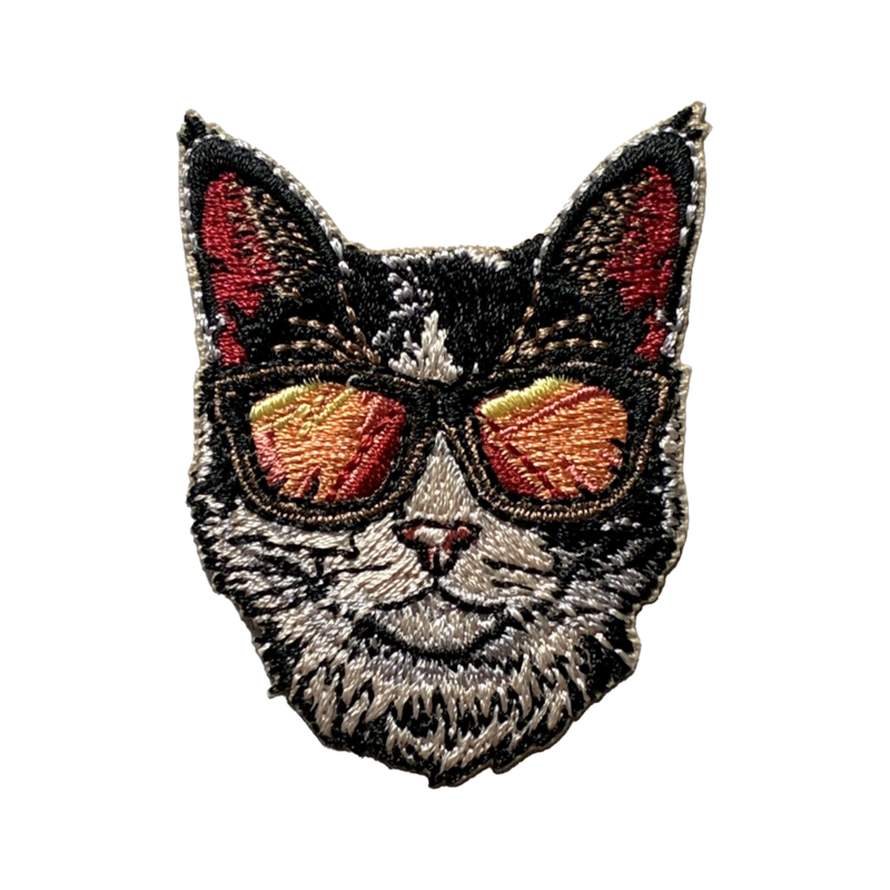 Sticker- en strijkbadge Kat zwart wit