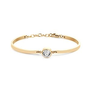 CO88 Collection 8CB-90384 Stalen Armband met Hanger - zirkonia 8 mm - Lengte 16,5+3cm - Goudkleurig