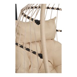 Patras Hanging chair, steel stand, foldable seat, incl. cushions, beige/grey/black