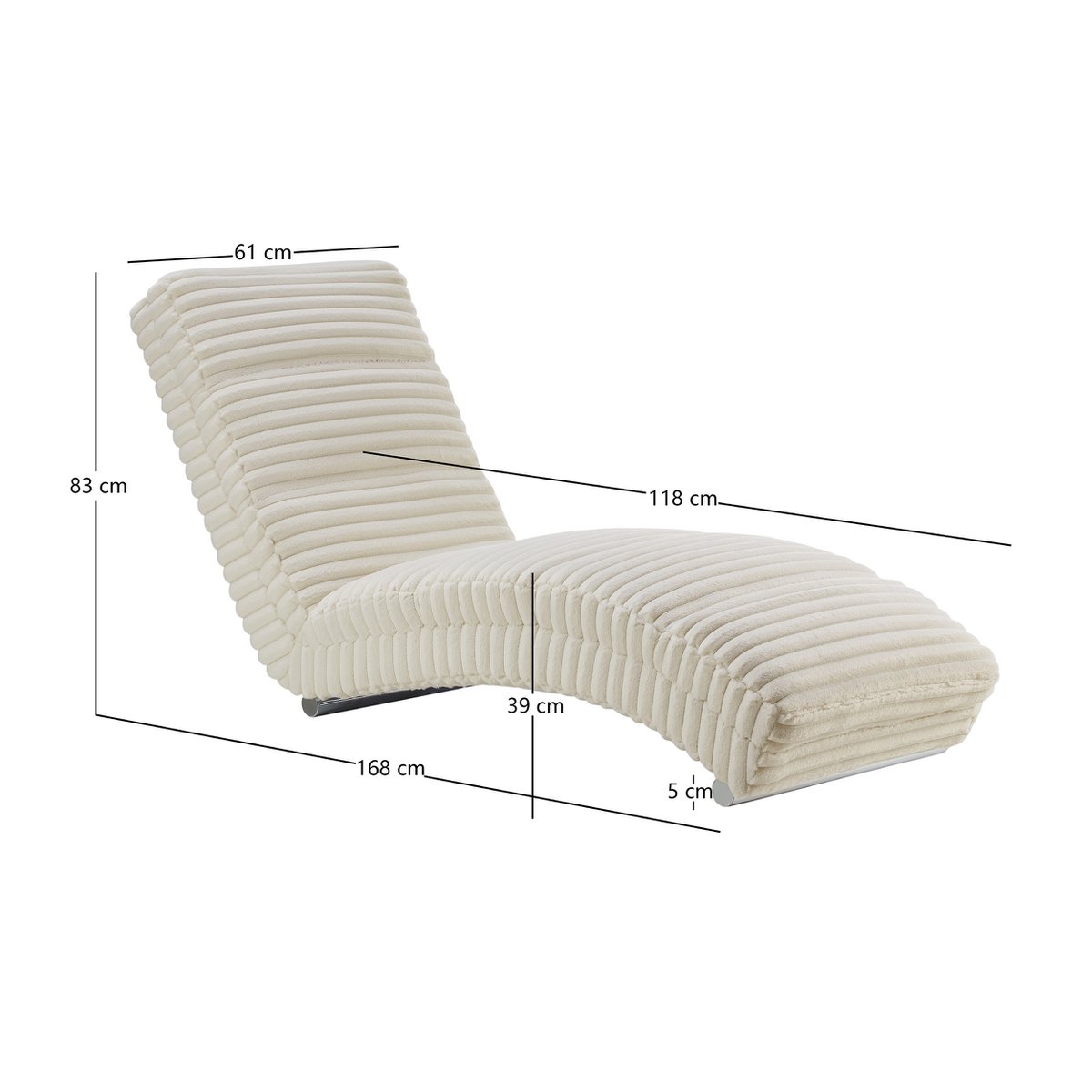 Chaiselongue Plüsch-Cord Beige