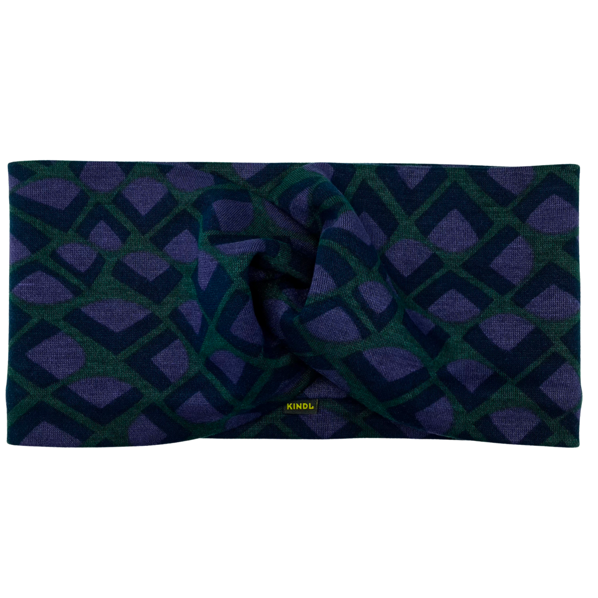 Opaska Twist na głowę - Geo Abstract Green Lila, Ponte Jersey