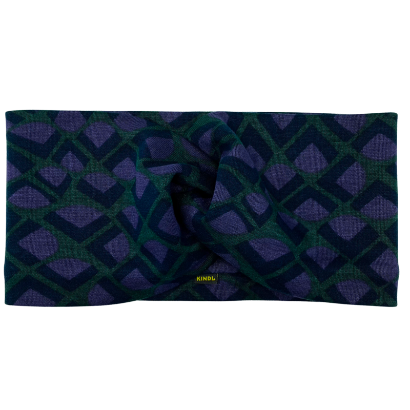 Opaska Twist na głowę - Geo Abstract Green Lila, Ponte Jersey
