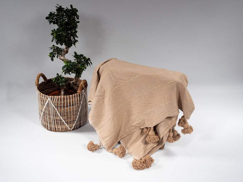 Handmade Berber Pompom Blanket - 100% Cotton