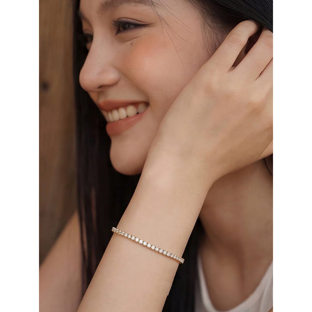Tijdloze tennisarmband met diamantlook