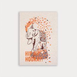 Postcard / elefant / heup hip hoera! / Bourgondië & oranje
