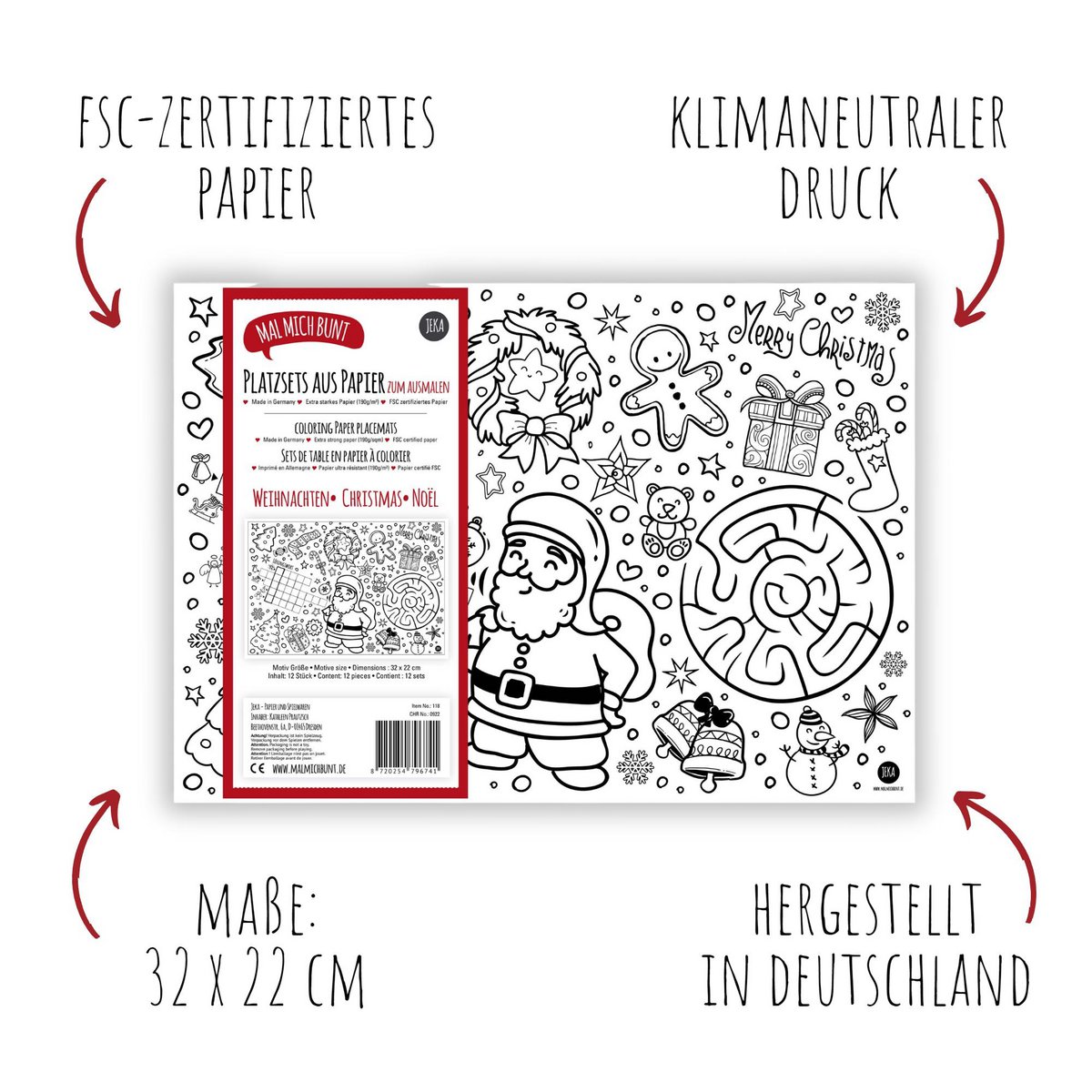 12 manteles individuales navideños para colorear