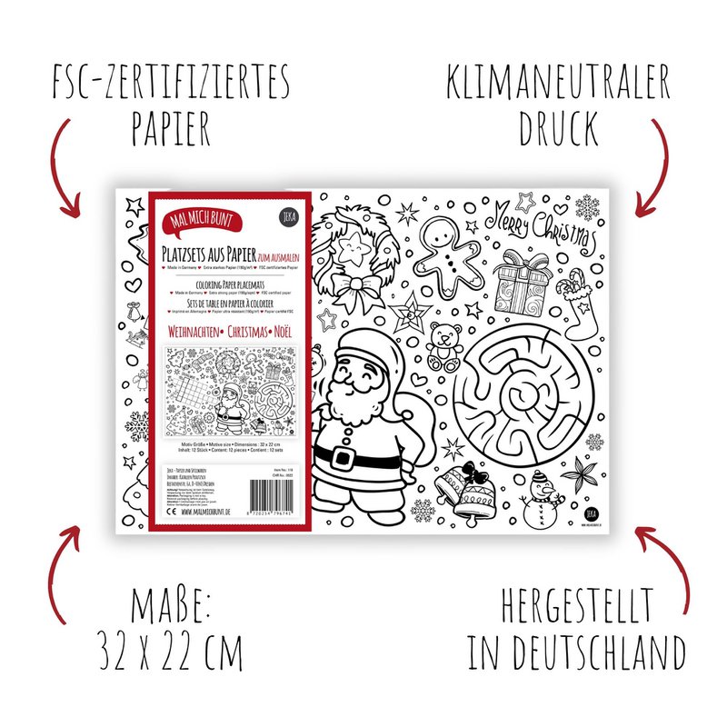 12 Christmas placemats to color in