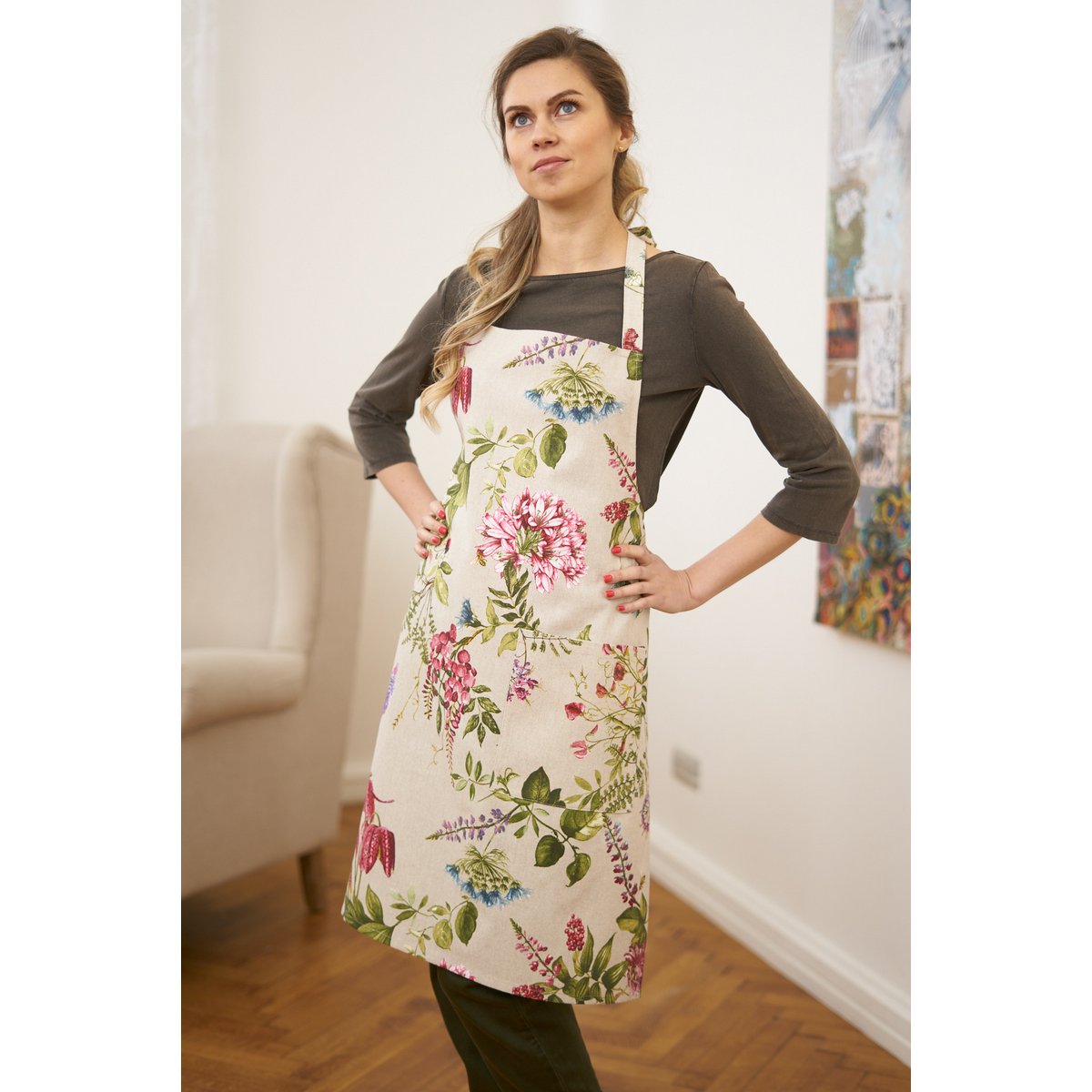 Ladies' Apron Simple, Poly-cotton Mix, Printed | Botanico