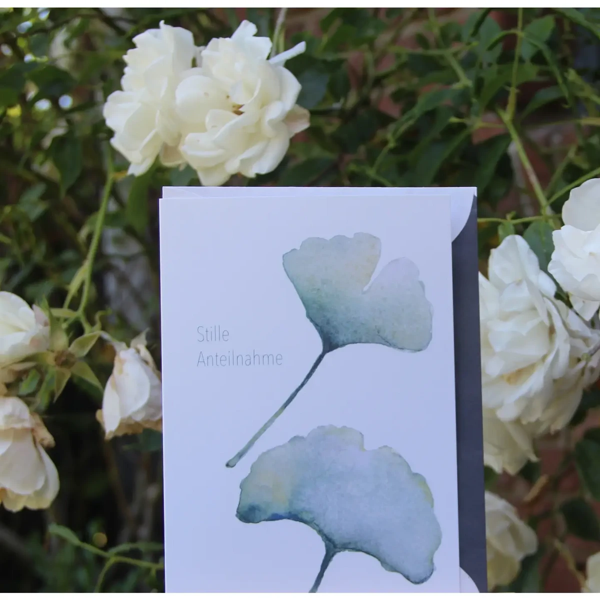 Watercolor sympathy card | Ginkgo | sympathy | Noble natural tones