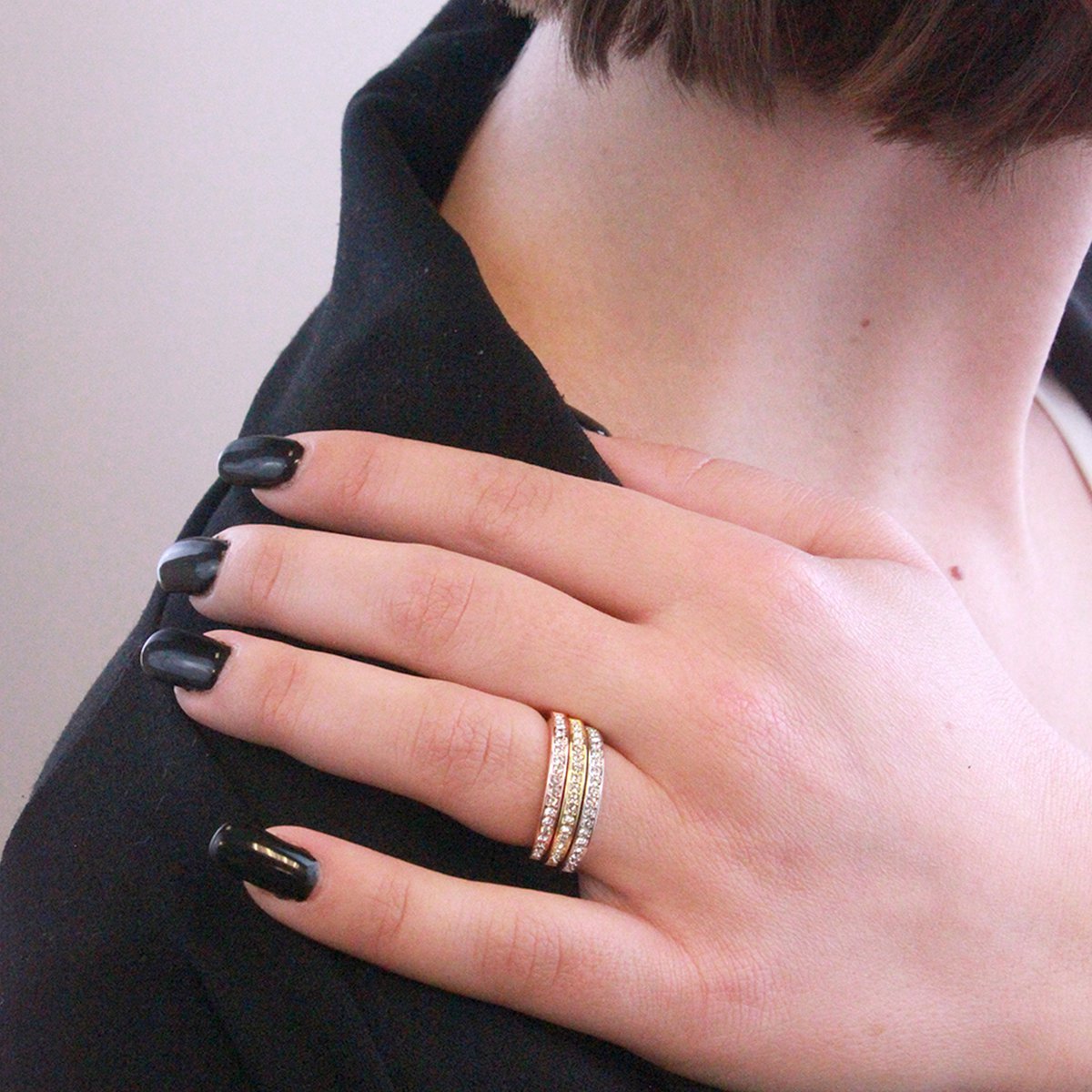 Bague Trinity - Argenté Doré Or rosé et Cristal