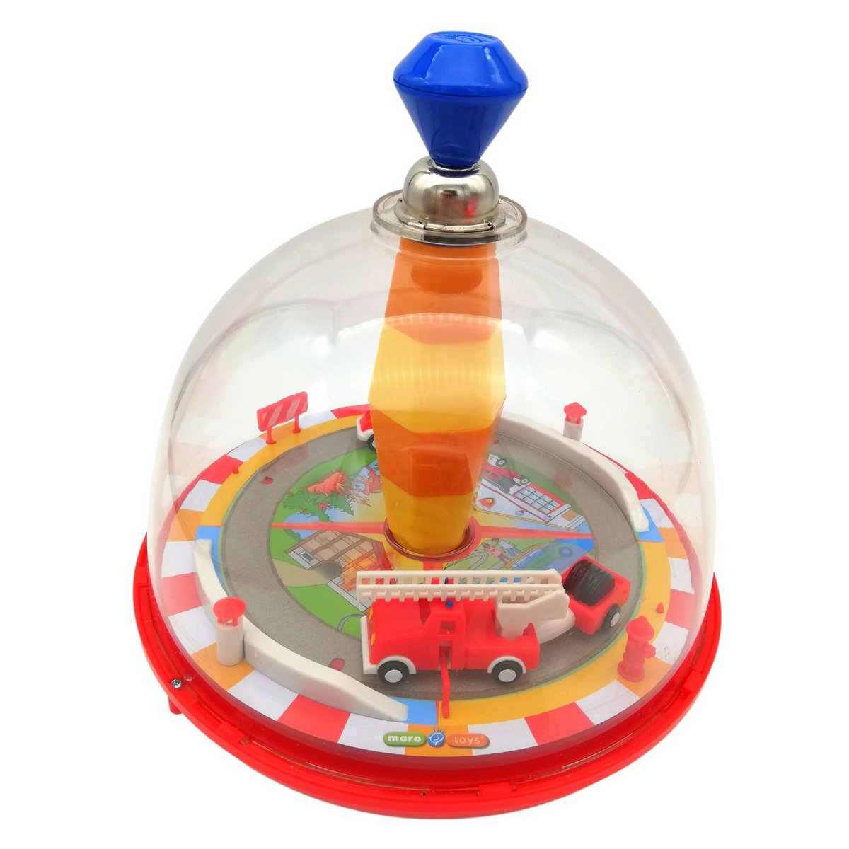 Fire brigade panorama spinning top for children, with sound and moving elements, Ø 19 cm
