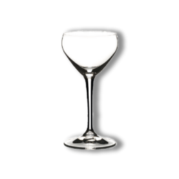 Tall, elegant cocktail glass with a sleek, curved design. Suitable for serving a variety of cocktails.