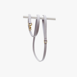 Classic dog leash with brass finish, available in 1.5 cm and 2.0 cm widths, 170 cm long including handle.
