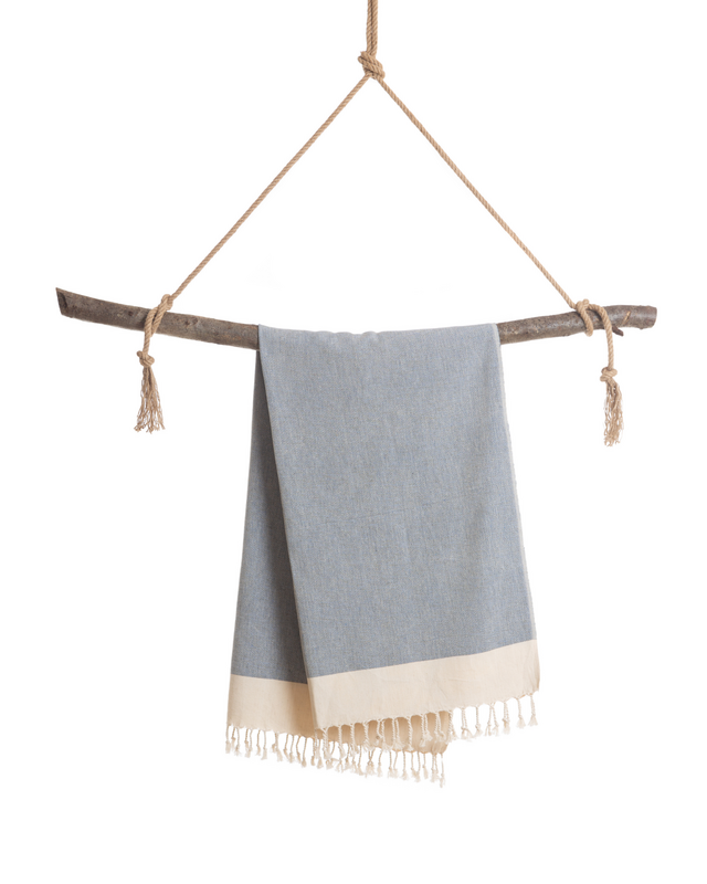 MANOLIA Baumwoll-Hammam-Spa-Handtuch – schnell trocknend – Dunkelblau – 180 x 100 cm