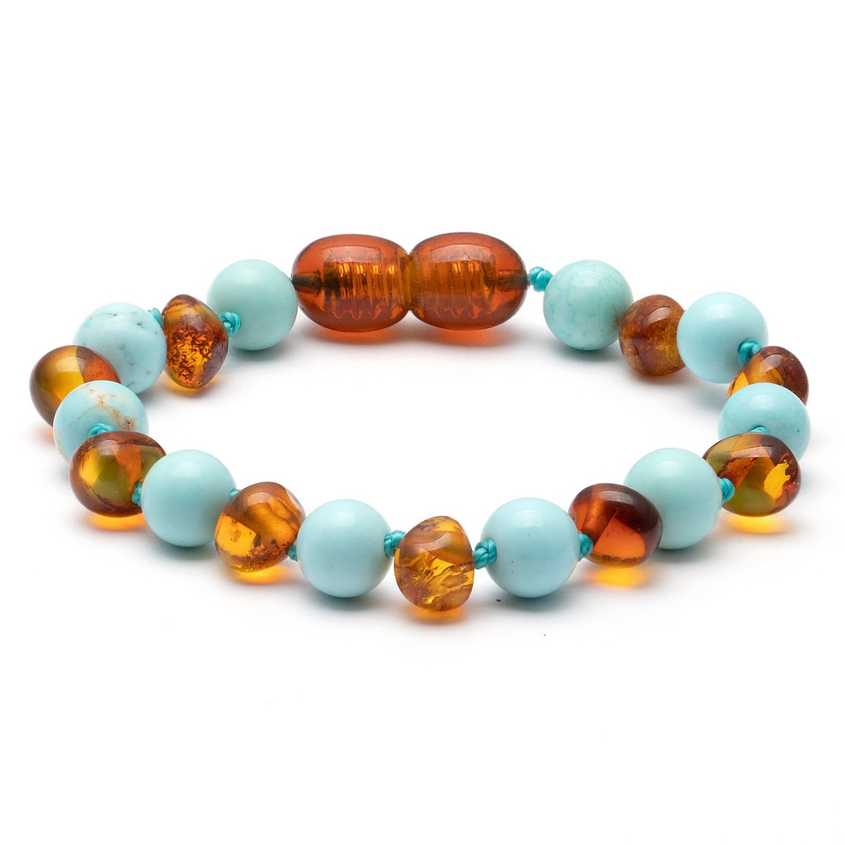 Baltic Amber & Turkise Armband 4