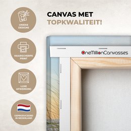 Canvas Maleri - Wall Decoration - Beach - Sun - Dune - Grass - Sand - Horizon