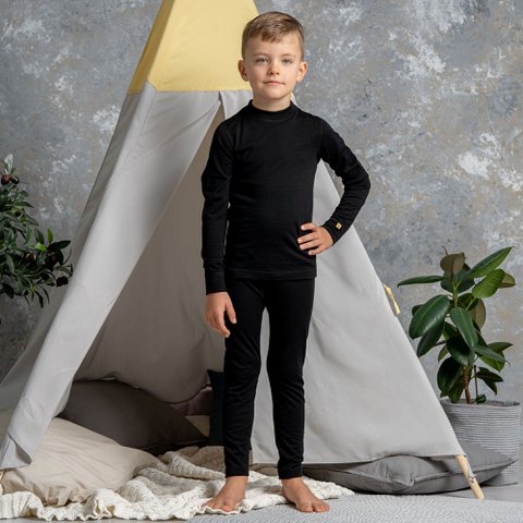 Kinderbroek 250 Merino Zwart