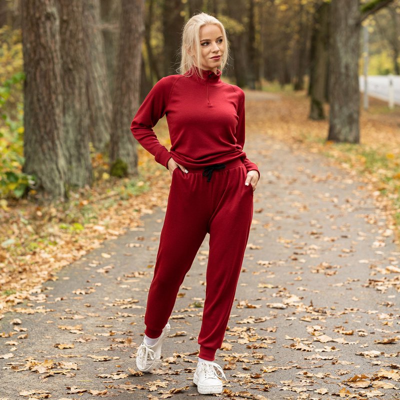 Top da donna con collo con zip, 250 g/m², Royal cherry