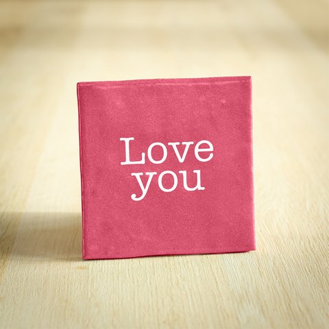 Tegeltje - Love You - Liefde | Donkerroze | 10x10cm