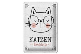 Blikskilt opslag 20x30 cm katte opholdskat med briller dekorativt skilt
