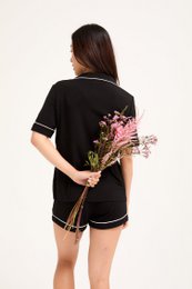 Bamboo Shirt Short Set in Black