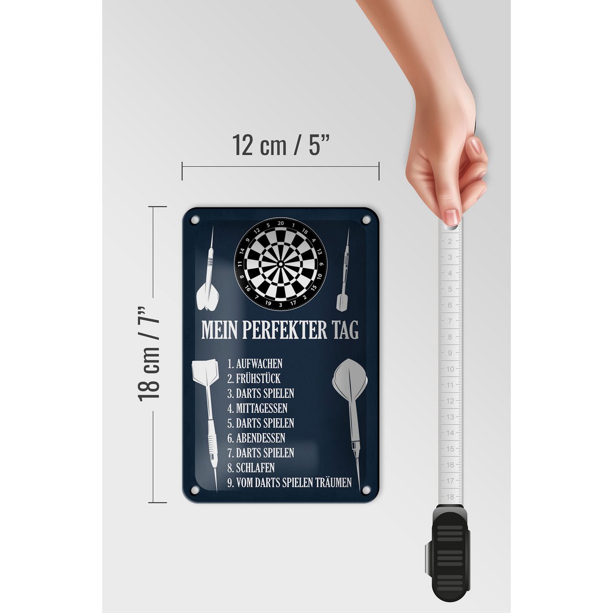 Tin sign saying 12x18cm my perfect day darts games decoration