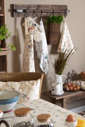 Keukenschort 70x85 cm Beige Blauw Katoen Kip en Haan BBQ Schort