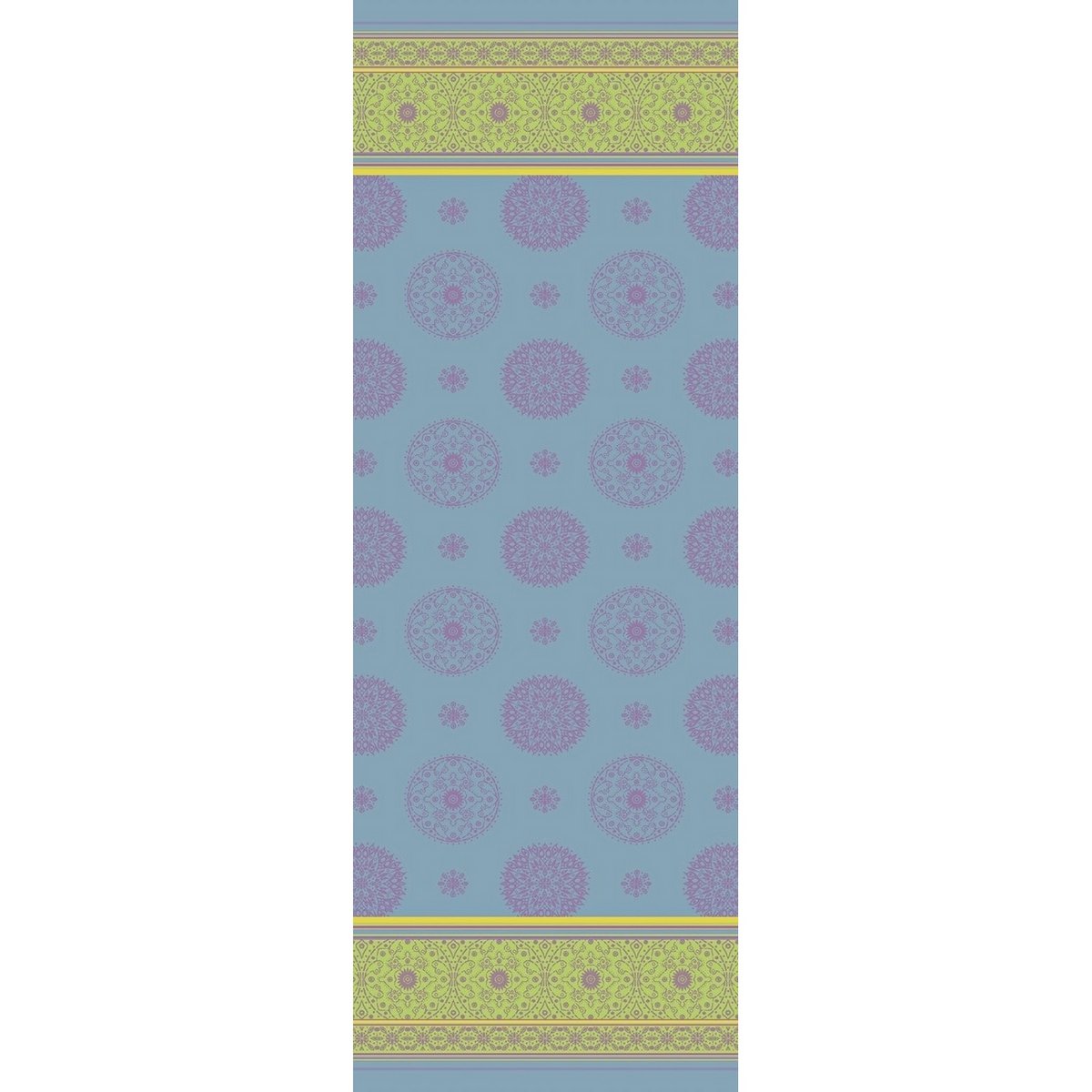Runner da tavola in lino Mandala - blu-viola-giallo