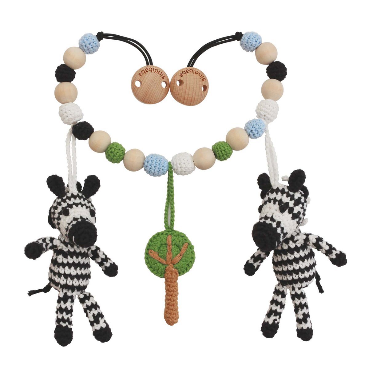 Cadena de cochecito de ganchillo Zebra STRIPEY (orgánico)