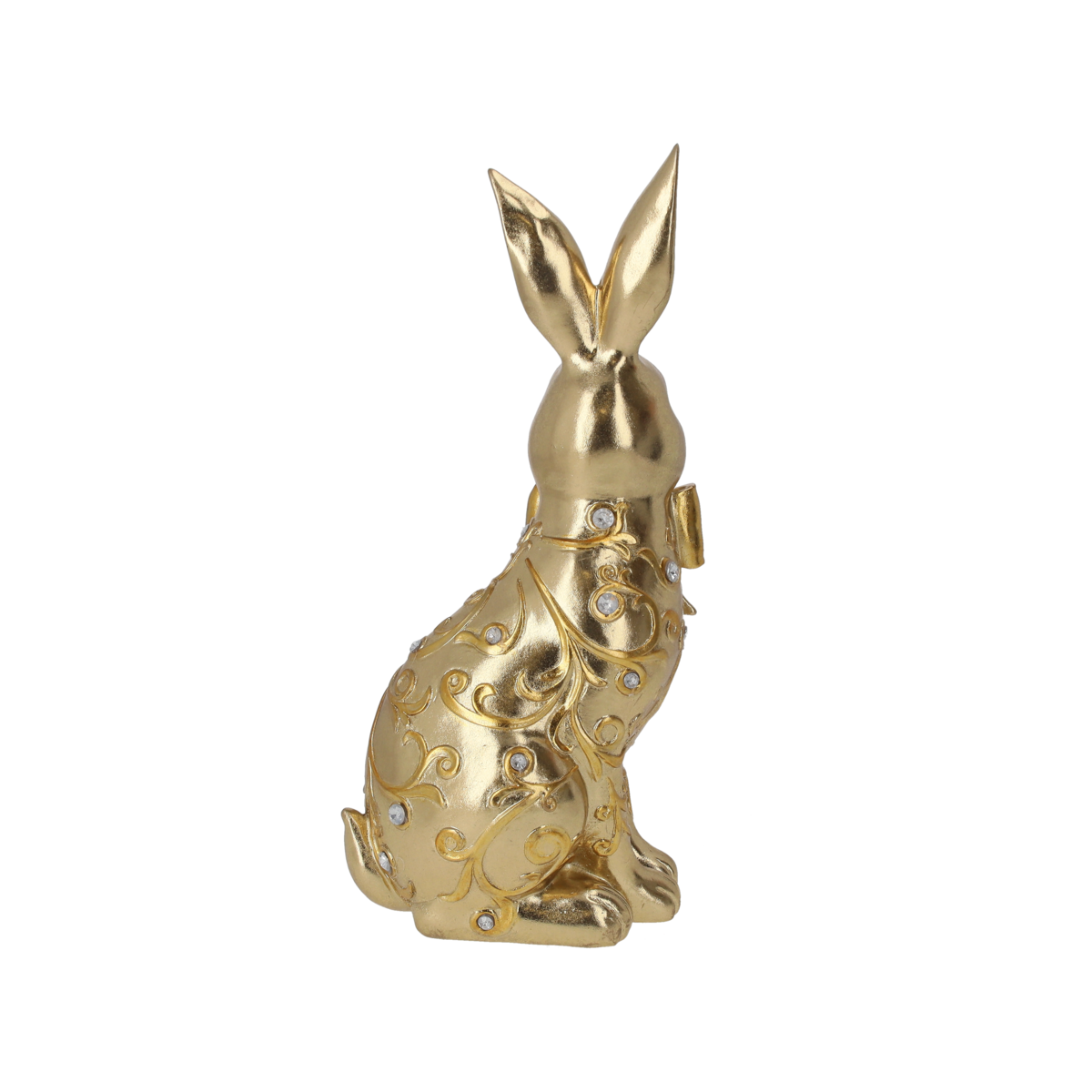 Decorative bunny in gold resin with rhinestones H29x14x10
