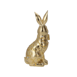 Decorative bunny in gold resin with rhinestones H29x14x10