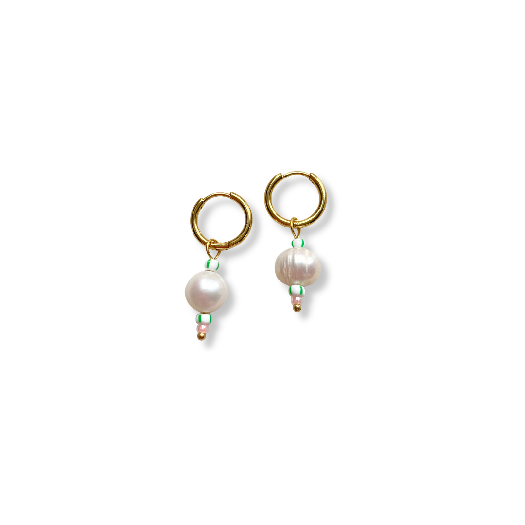Pendientes Perlas Verdes - Oro