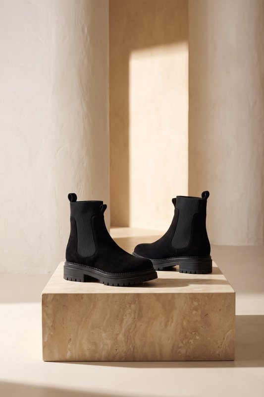 KELLY BLACK – Wildleder-Stiefeletten mit elastischen Einsätzen