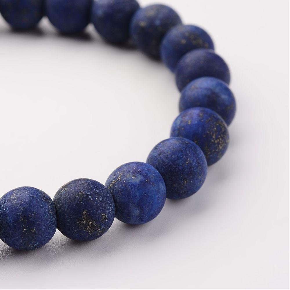 Rocas Sattva | SABIDURIA | Pulsera curativa de cristal esmerilado de lapislázuli 8 mm Mala