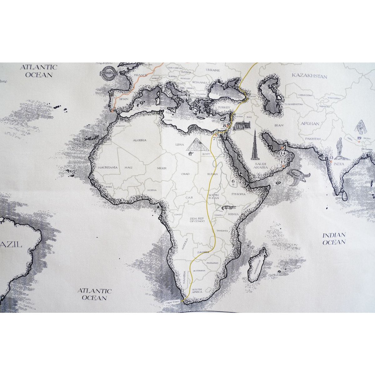 Cotton world map for children "Civilisational achievements"