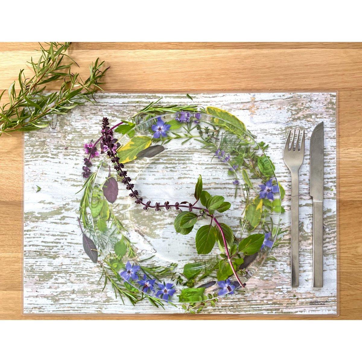 Tischset Platzset abwaschbar 4 Stück Blüten und Kräuter von Artipics Platzdeckchen Kunststoff 42x30 cm Platzmatten Shabby Tischdeko Landhausstil Tischuntersetzer Gäste Gastgeschenk