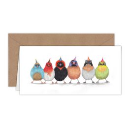 Süße Partyvögel – Geburtstagskarte – 21 x 10 cm