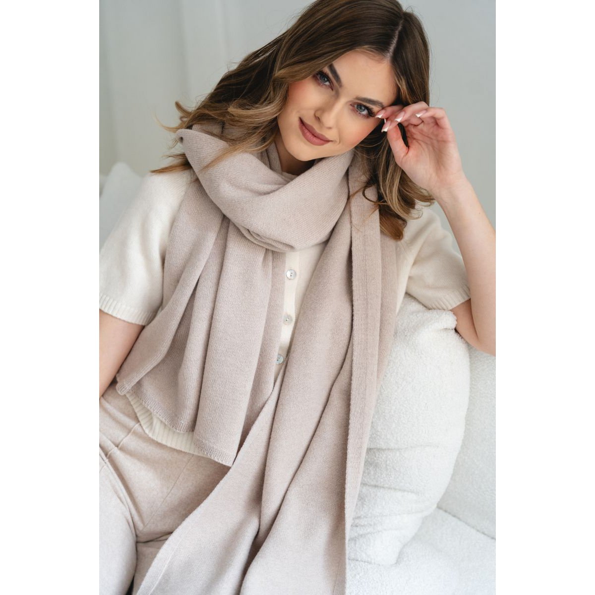 VERO kasjmier sjaal - beige