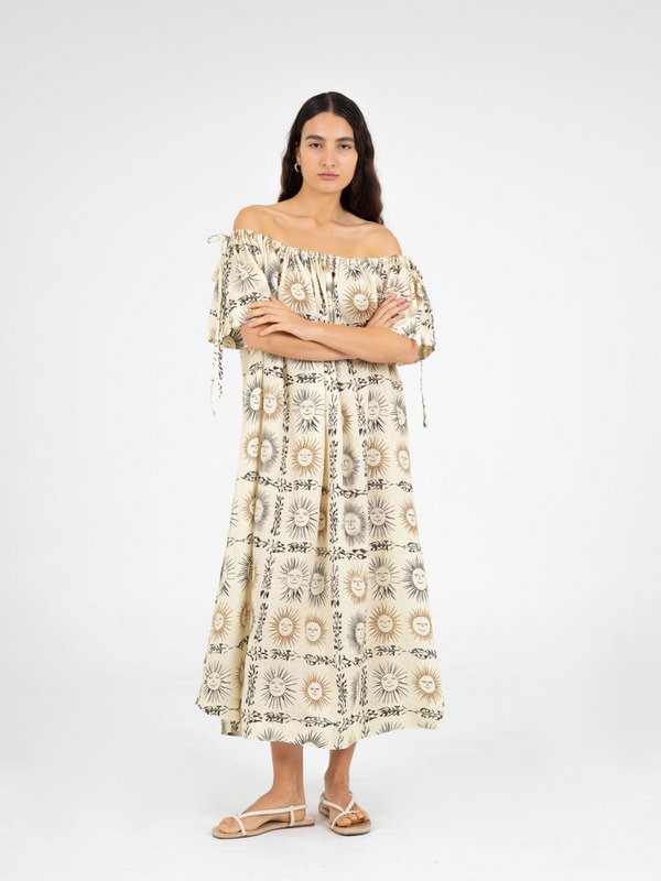 Vestido largo con estampado de sol Soleil