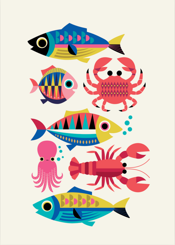 Kitsch Kitchen Geschirrtuch Sealife weißes Meer