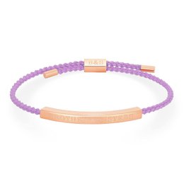 Lavender woven bracelet with rose gold metal accent