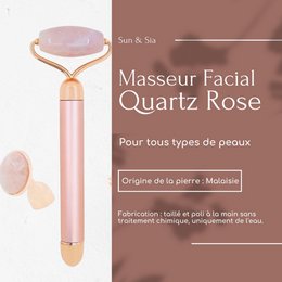 Roller Visage Electrique – Quartz Rose – Masseur Visage Lifting – Accessoire Bien-être