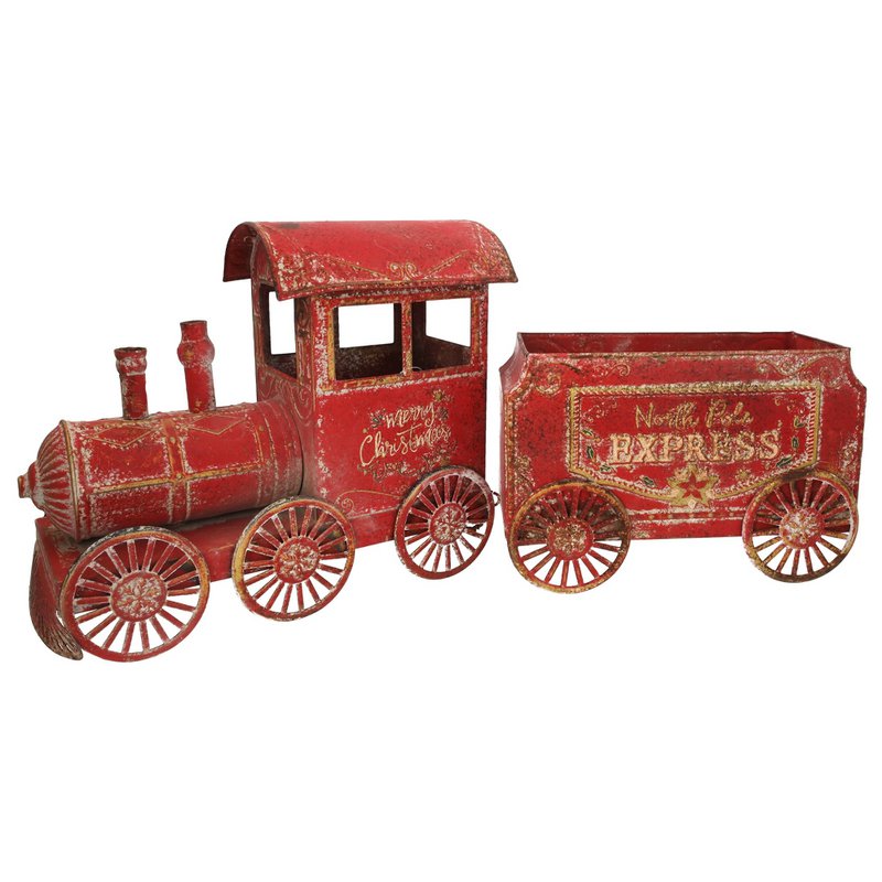 Zinnroter Weihnachtszug H.28x68x12